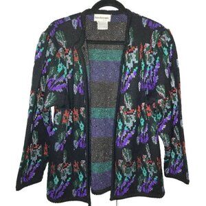 Vintage 80s Lara Ferrante Open Front Long Line Cardigan